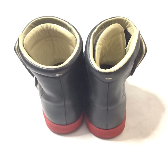 Maison Martin Margiela Future Red Bottom Sneakers Size 42 US 9 Black Leather Men - Picture 2 of 7